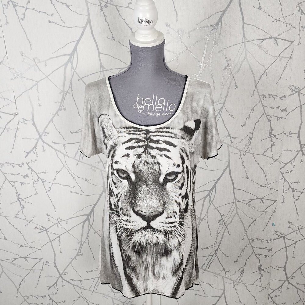 Vanilla Sugar Tiger Face Print Stretch Jersey Scoop Neck Tee